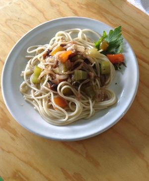 espagueti chino  at El Mana Vegetarian in Mexico City