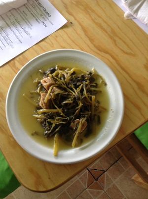 verdolagas con carne de soya  at El Mana Vegetarian in Mexico City