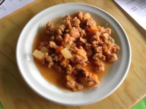 picadillo de soya  at El Mana Vegetarian in Mexico City