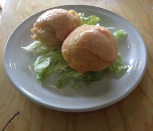 croquetas de elote  at El Mana Vegetarian in Mexico City