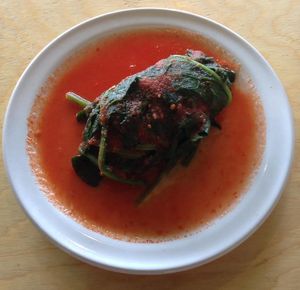 rollitos de acelga rellenos de requeson  at El Mana Vegetarian in Mexico City