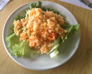 arroz rojo at El Mana Vegetarian in Mexico City