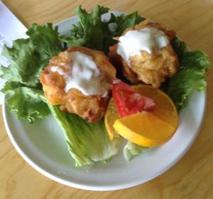 croqueta de manzana  at El Mana Vegetarian in Mexico City