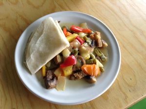 alambre vegetariano  at El Mana Vegetarian in Mexico City