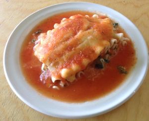 lasaña de espinaca  at El Mana Vegetarian in Mexico City