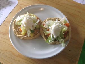 sopesitos compuestos  at El Mana Vegetarian in Mexico City