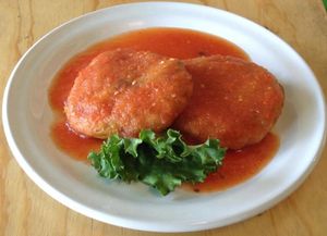tortas de platano  at El Mana Vegetarian in Mexico City