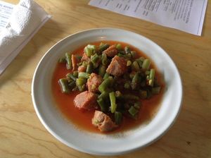 ejotes con carne de soya  at El Mana Vegetarian in Mexico City