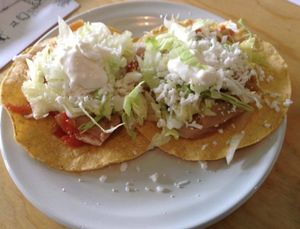 tostadas de setas  at El Mana Vegetarian in Mexico City