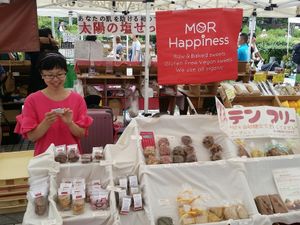 MOR Happiness vegan baker at Farmer's Market - UNU in Tokyo