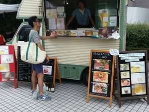 vegan food truck at Farmer's Market - UNU in Tokyo