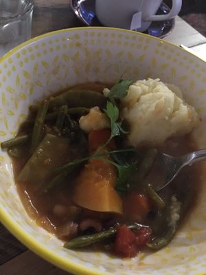 Veg casserole with mash at No 18 Cafe in Swansea