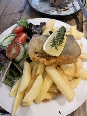 Tofish and chips  at No 18 Cafe in Swansea
