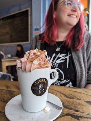 The works, hot chocolate at No 18 Cafe in Swansea