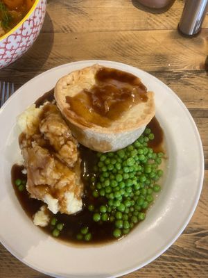 Ch*cken and Sweetcorn pie and mash and lashings of gravy  at No 18 Cafe in Swansea