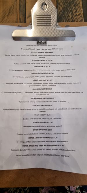 Brunch menu at No 18 Cafe in Swansea
