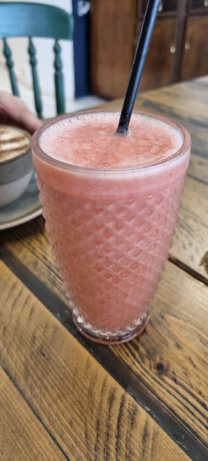 Strawberry smoothie at No 18 Cafe in Swansea