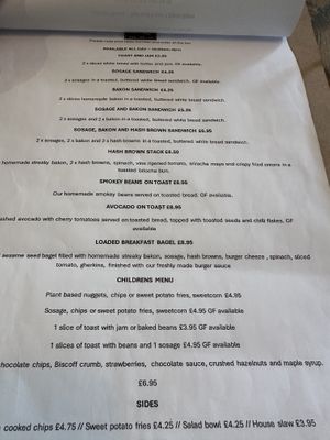 Breakfast menu  at No 18 Cafe in Swansea