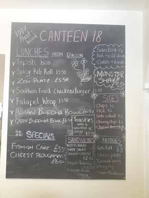 Canteen 18 current menu (27/06/18) at No 18 Cafe in Swansea