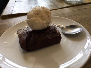 Brownie and Ice Green ice cream  at No 18 Cafe in Swansea