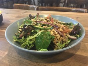 spicy brown rice and tofu salad! at Cafe Essen in Canberra