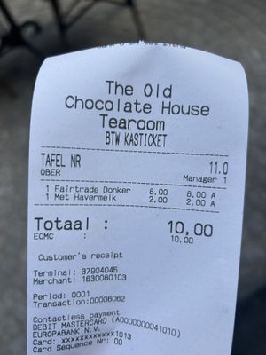 bill  at The Old Chocolate House in Bruges