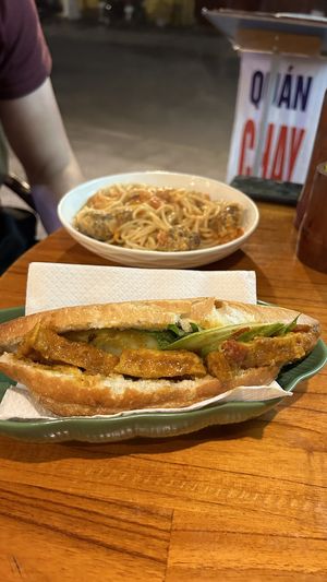 Banh mi and vegan Spaghetti   at Nhat Da in Hoi An