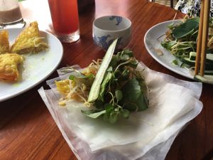 Making Wrap with Vietnamese Pancake at Nhat Da in Hoi An