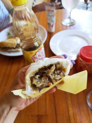 Steamed bun filling (spiced cabbage / mushroom/ veg) at Nhat Da in Hoi An