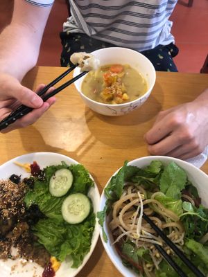 The local food dish, mock meats and dumpling soup - all delicious  at Nhat Da in Hoi An
