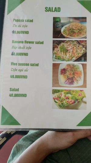 Menu at Nhat Da in Hoi An