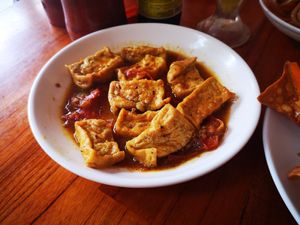 Tofu with lemongrass tomato sauce at Nhat Da in Hoi An