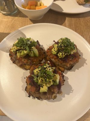 Plantain/yuca waffles  at Consulado Vegetal in Jardin