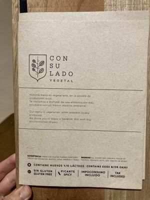 Menu includes eggs  at Consulado Vegetal in Jardin