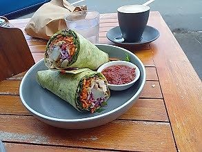 vegan wrap at Street Organics in Takapuna