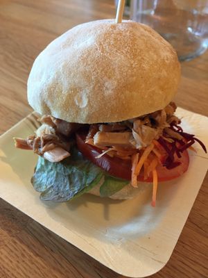 mini version of the vegan jackfruit burger at Street Organics in Takapuna