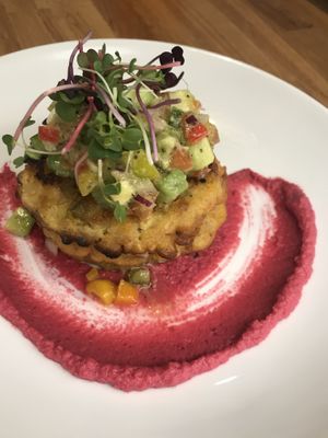 Corn fritters at Street Organics in Takapuna