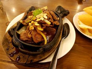 stir fried vegan beef ... mmmm at Doa Sen Vang - Phu Nhuan in Ho Chi Minh City