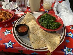 Vegan breakfast quesadilla with garlic kale, and cinnamon sweet potatoes   at R. Thomas Deluxe Grill in Atlanta