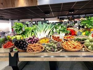 fruit and vegetable department at Biodelice in Corsica