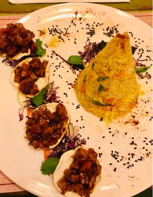 Tempé and rice at Mediterraneo in 