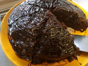 One of out delicious cakes. This is made from chocolat. 1,95€ per slice. at Pecado Saudável in Porto