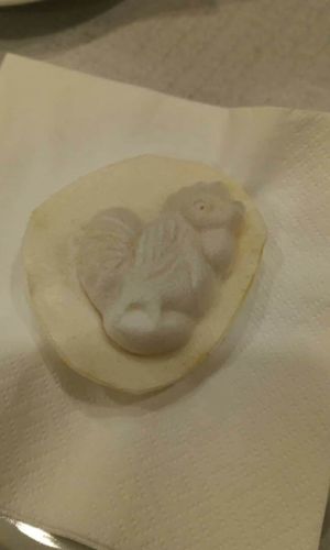 vegan version of "soft eggs" but with pumpkin jam at Pecado Saudável in Porto