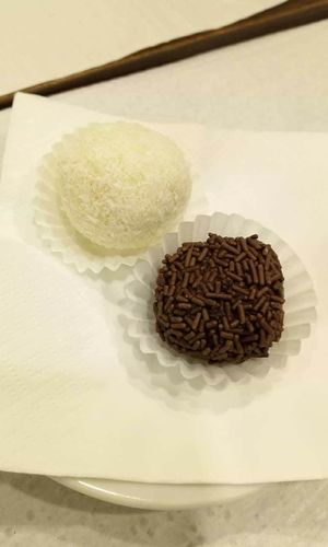 coconut and chocolate "brownie" at Pecado Saudável in Porto