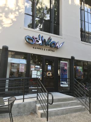 Entrance at Oblivion Comics and Coffee in Sacramento