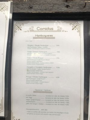 Menu at Nautic Bar in Praia De Mira