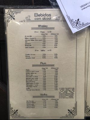 Menu at Nautic Bar in Praia De Mira