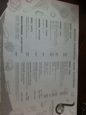 Menu with prices at b macro in Porto