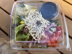 Build your own salad. Ask for the plain balsamic vinaigrette. They have berry vinaigrette too. I imagine that would be good on the salad with strawberries and blueberries. Yum at Blaze Pizza in Tulsa