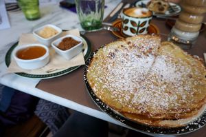 Pancake w/sugar and jam at Recollets in Antwerpen
